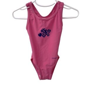 Boomerang Swimsuit One Piece Pink w/ Navy Design Girl’s Size 2